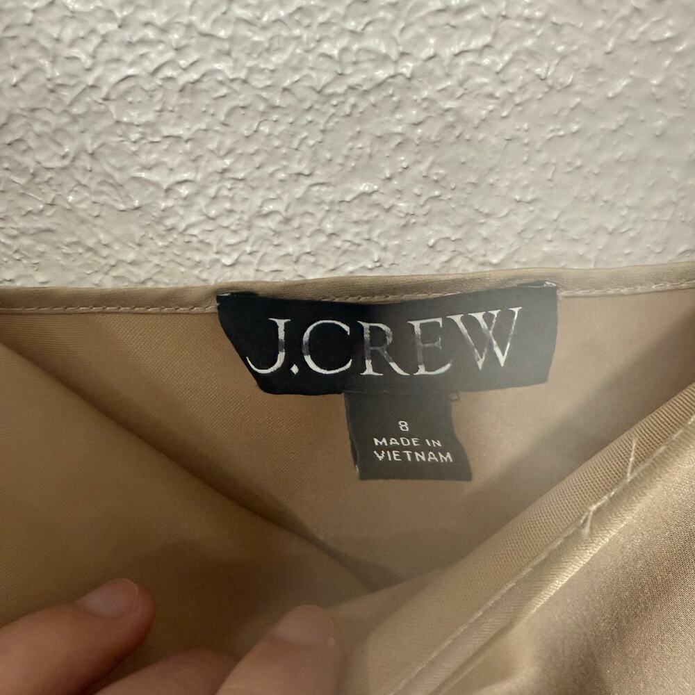 J. Crew Gwenyth Slip Dress Luster Charmeuse in Camel Tan Gold BV496 Size 8 - Picture 8 of 8